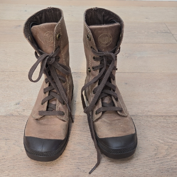 Palladium Shoes - Palladium Brown Combat Boots Size 8.5